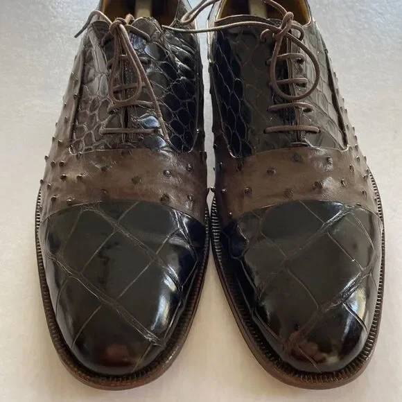MAURI Men’s Genuine Alligator Leather Oxfords Size 11 M. Made in Italy. - Picture 8 of 11